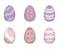 Easter egg set with pastel decorative patterns, isolated on white background vector