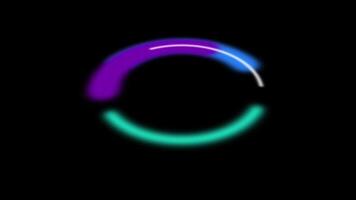 A glowing neon ring floats mysteriously in the darkness, forming a mesmerizing celestial structure that bends light around its form. video