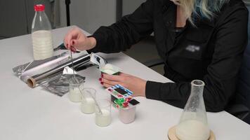 Scientist Testing Yogurt Samples in Laboratory video