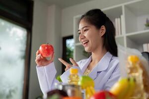 Dietitian expressing concern about unhealthy food choices photo