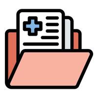 Medical report icon in flat line style representing health records diagnosis and patient documentation ideal for healthcare medical and wellness concepts. vector