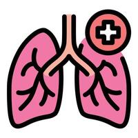 Lungs checkup icon in flat line style representing respiratory health pulmonary examination and medical diagnostics ideal for healthcare wellness and prevention concepts. vector