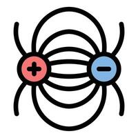 Magnetic field icon in flat line style representing magnetism electromagnetic forces and physics ideal for science education and technology concepts. vector