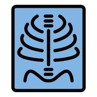 X-ray icon in flat line style representing medical imaging bone examination and diagnostics ideal for healthcare radiology and wellness concepts. vector