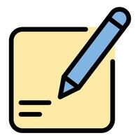 Notepad writing icon in flat line style representing note-taking documentation and creativity ideal for productivity education and planning concepts. vector