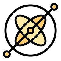 Gyroscope icon in flat line style representing balance orientation and rotational movement ideal for physics navigation and technology concepts. vector