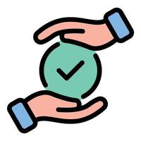 Trust icon in flat line style representing reliability integrity and strong relationships ideal for business ethics and personal connections concepts. vector