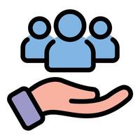 Teamwork icon in flat line style representing collaboration unity and collective effort ideal for business productivity and project management concepts. vector