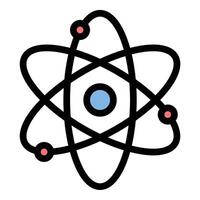 Atom icon in flat line style representing science energy and molecular structure ideal for education physics and research concepts. vector
