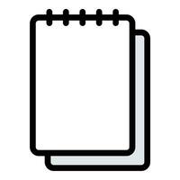 Notepad icon in flat line style representing notes organization and writing ideal for productivity education and planning concepts. vector