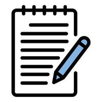 Writing icon in flat line style representing creativity communication and note-taking ideal for education literature and productivity concepts. vector