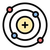 Proton icon in flat line style representing atomic structure positive charge and subatomic particles ideal for science physics and chemistry concepts. vector
