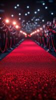 Elegant red carpet event showcasing glamorous fashion and excitement in a lively atmosphere during a nighttime celebration photo