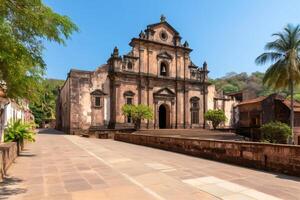Church of St. Augustine showing its weathered facade in Old Goa, India photo