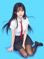 An illustration of a girl in a school uniform photo