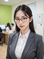 A young asian woman in a business suit photo