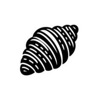 Bold Black and White of a Croissant with Textured Layers and Minimalist Aesthetic, Isolated on White vector