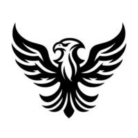Bold Black Eagle Emblem Open Wings, Sharp Beak, Striking Symmetry on a Clean White Background, Art vector