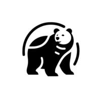 Simplified Silhouette of a Grizzly Bear with Bold Black and White , Minimalist Style, Centered Composition vector