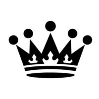 A symmetrical, solid black, stylized kings crown with five rounded points and decorative flourishes, isolated against a pure white background. vector