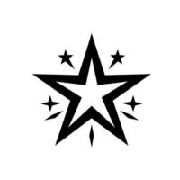 Bold Black Star with Internal Outlining and Surrounding Smaller Stars on Clean White Background vector
