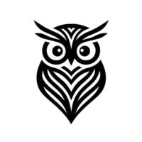 Minimalist Black and White Owl , Featuring Striking Geometric Lines and a Bold, Symmetric on White Background. vector