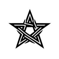 Intricate Black White Interlaced Star A Modern, Geometric Rendering on a Clean White Background. vector