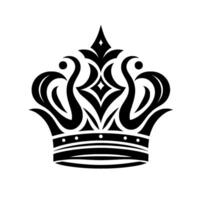 Ornate Black Crown with Abstract Elements and a Minimalist Aesthetic Against White Background. vector