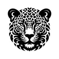 Intricate Black and White Decorative Leopard Head, Ornate , Isolated on White Background. vector