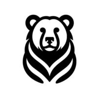 Bold Black and White Bear Head Minimalist, Geometric with Abstract Details, Frontal View on White Background. vector