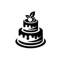 Elegant Black and White TwoTier Cake with Drip Icing, Topped with a Fruit and Leaf Motif. Minimalist . vector