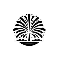 Stylized Black and White Fireworks Display over Water with Star Accents, Celebrating a Festive Event in Minimalist . vector