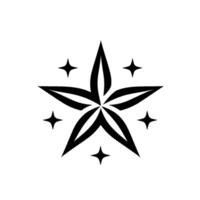 Bold Black and White Starburst A Striking Geometric Star Surrounded by Smaller Accompanying Sparkles on a Clean White Background. vector