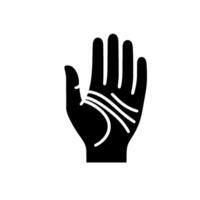 Bold Black Silhouette of Open Palm Depicting Palmistry Lines on a Clean White Background, Representing Guidance. vector