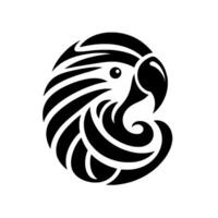 Stylized Black and White Parrot Head in a Circular with Bold Lines and a Focus on Shape and Form. vector