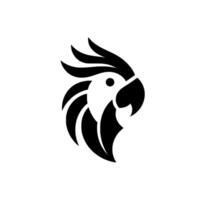 A minimalist, sleek of a parrot head in black and white, evoking simplicity and elegance. vector