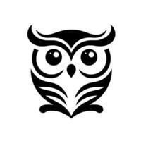 Symmetric Black and White Owl A Simple, Elegant, and Modern Emphasizing Bold Lines and Round Shapes on a White Background. vector