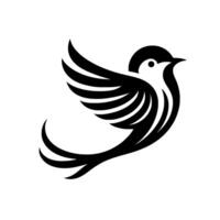 Stylized Black and White Bird A Modern of a Flying Creature in Flight on Clean White Background. vector