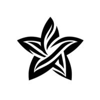 Intricate Black and White StarShaped with Interwoven Lines on White Backdrop, Geometric and Ornamental. vector