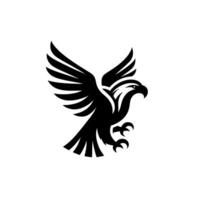 Black and White Eagle representation of a stylized raptor in flight, wings outstretched, talons visible, on a white background. vector