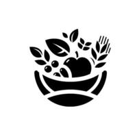 Monochromatic Bowl of Harvest Apple, Berries, Leaves, and Wheat in a Minimalist , Symbolic of Health and Nourishment. vector