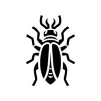 Bold Black Illustration of a Beetle with Intricate Antennae and Segmented Legs, Isolated on a Clean White Background. vector