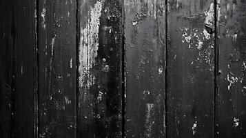 Weathered black wooden planks texture showing signs of wear creating an aged rustic and textured surface Ideal for adding depth to designs photo