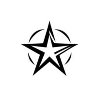 Bold Black Star Enclosed in a Circle, with a Shadow on White Background, Minimalist . vector