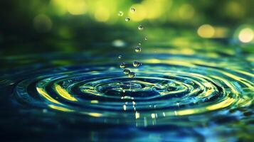 Droplets on water surface, peaceful tranquility vibes photo