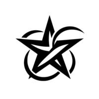 Bold Black Star Symbol with Crescent and Circle Elements, for Tattoo, , or on White Background vector