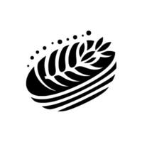 Abstract Black and White with Organic Leaflike Structure and Dots, Set Against a Clean White Background. vector