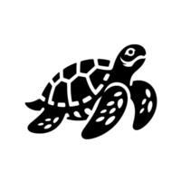 Black Sea Turtle Silhouette on White A minimalistic of a swimming sea turtle with its distinctive patterned shell. vector