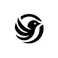 Minimalist Black Bird within a Circle, Elegant on White Background, Flat with a Shadow. vector