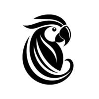 Bold, Minimalist Black and White Illustration of a Macaw Parrot, Featuring Clean Lines and a Simple, Elegant . vector